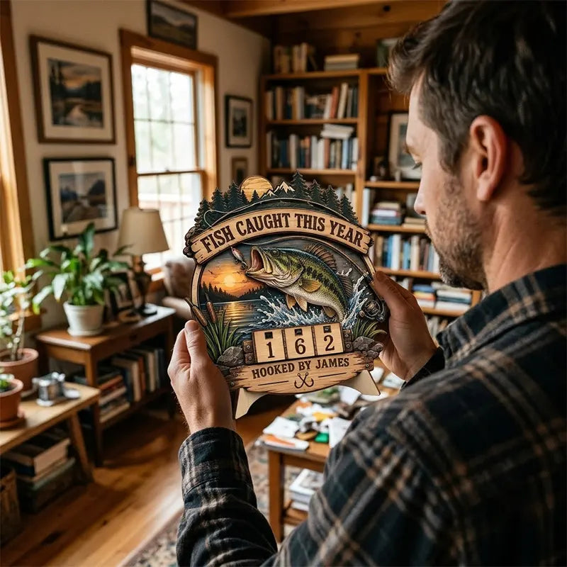 Custom Fish Caught This Year Personalized Wooden Trackers