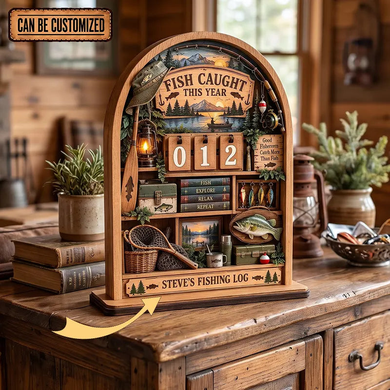 Personalized Fishing Catch Wooden Tracker