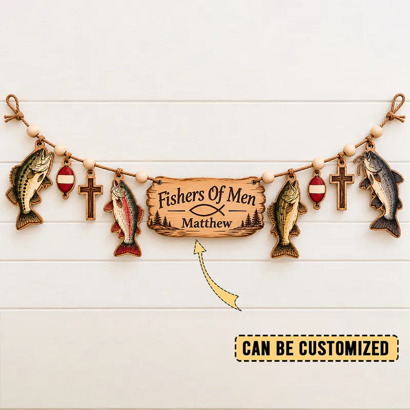 Personalized Fishers Of Men Wooden Garland