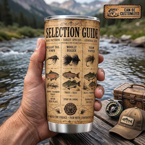 Personalized 20oz Fishing Lure Selection Guide Tumbler
