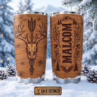 Personalized 20oz Deer Skull Antler Wood Grain Tumbler
