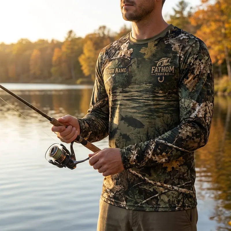 Fathom Thread Camouflage Personalized Fishing Long Sleeve Shirt