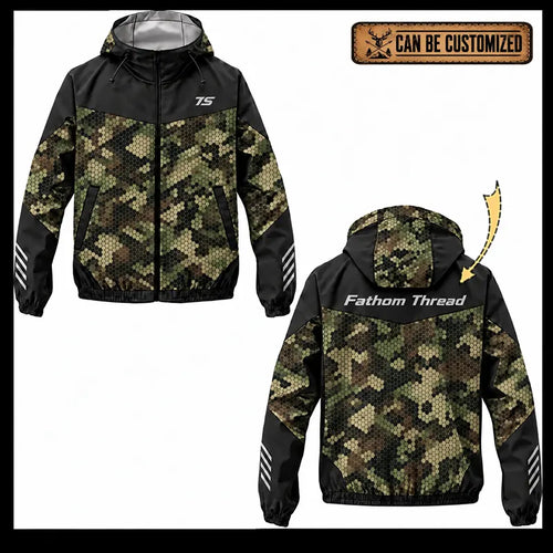 Personalized Fathom Thread Hex Camo Tactical Windbreaker Jacket