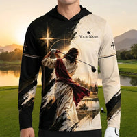 Personalized God Is My Savior Golf Christian Hooded Long Sleeve Shirt