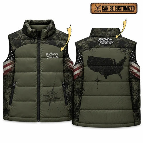 Fathom Thread American Flag Camo Tactical Puffer Vest