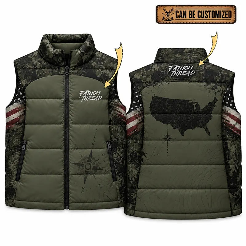 Fathom Thread American Flag Camo Tactical Puffer Vest