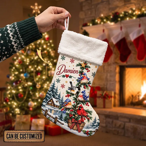 Personalized Winter Birds Christmas Stocking