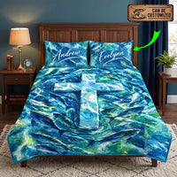 Personalized Matthew 6:26 Christian Birds Watercolor Quilt Bedding Set