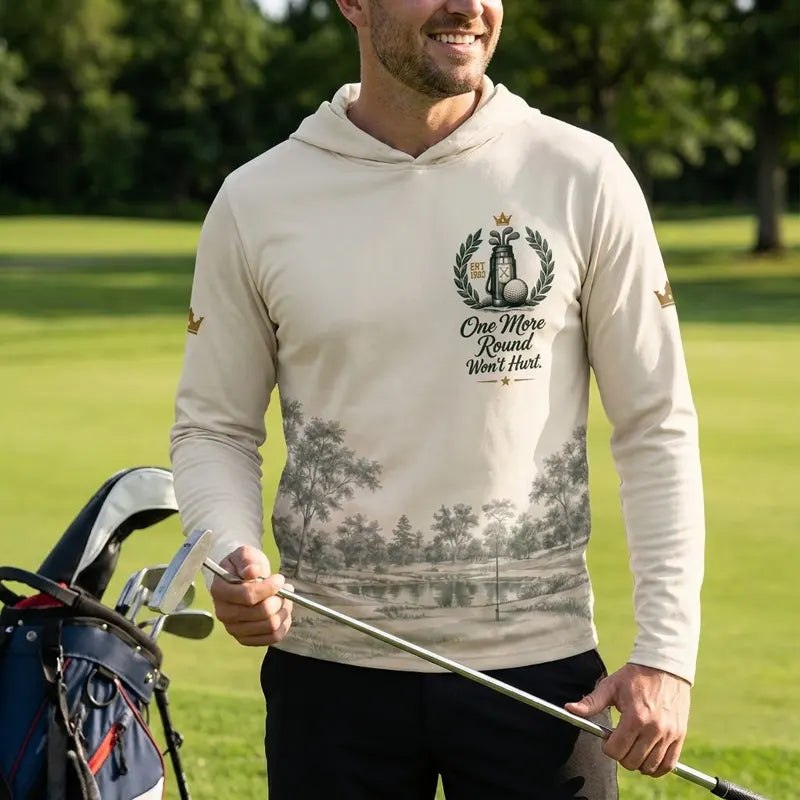 One More Round Won't Hurt Personalized Golf Hooded Long Sleeve Shirt