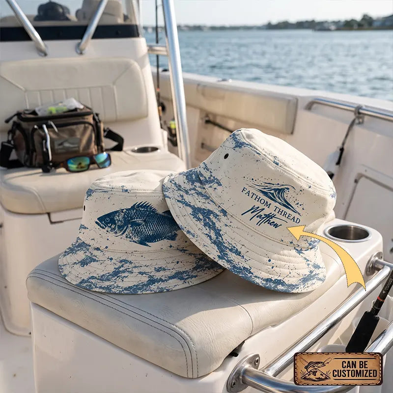 Personalized Fishing Fathom Thread Ocean Wave Bucket Hat