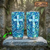 Personalized Savior Cross Ocean Fish Watercolor 20oz Tumbler