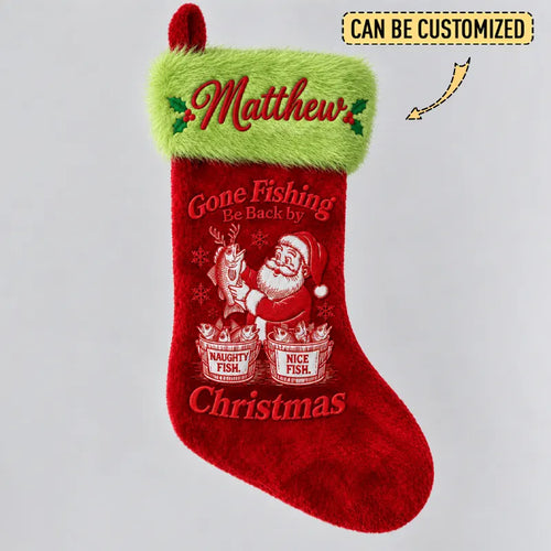 Personalized Gone Fishing Christmas Fish Stocking