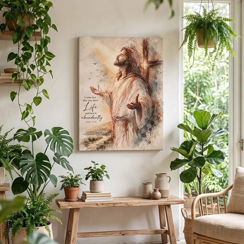 Jesus John 10:10 Abundant Life Christian Canvas Print