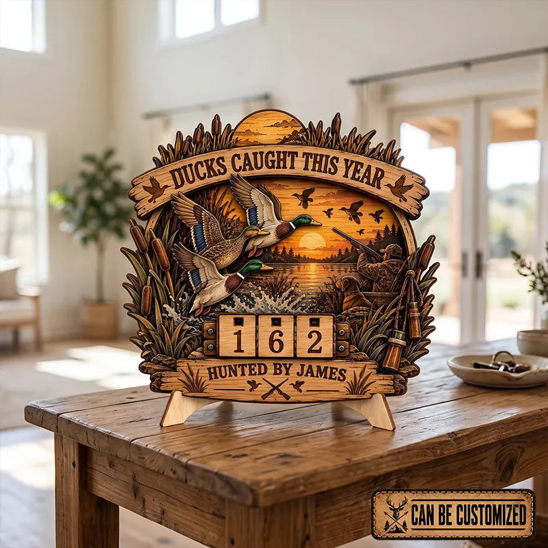 Personalized Duck Hunting Wooden Tracker