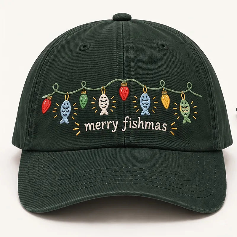 Merry Fishmas Vintage Fishing Christmas Classic Cap
