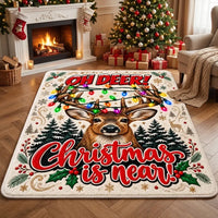 Oh Deer Christmas Is Near Reindeer Christmas Area Rug
