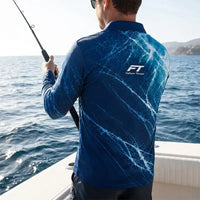 Personalized Fathom Thread Ocean Fish Polo Long Sleeve Shirt