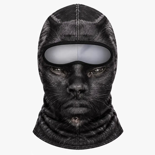 Black Cat Silver Goggles 3D Printed Ski Mask