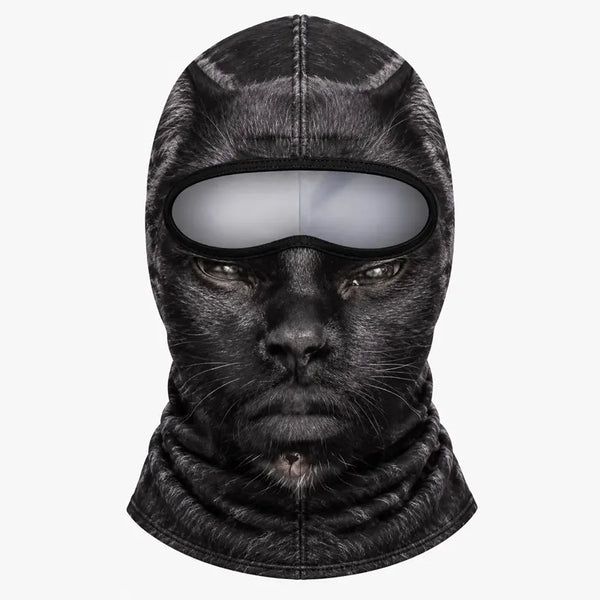 Black Cat Silver Goggles 3D Printed Ski Mask