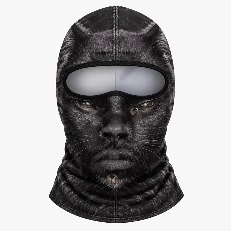 Black Cat Silver Goggles 3D Printed Ski Mask