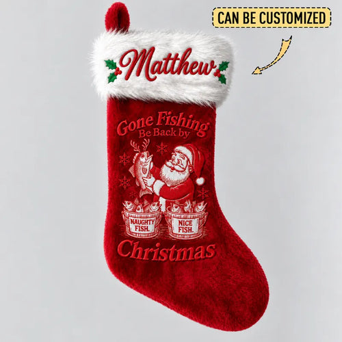 Personalized Gone Fishing Christmas Fish Stocking