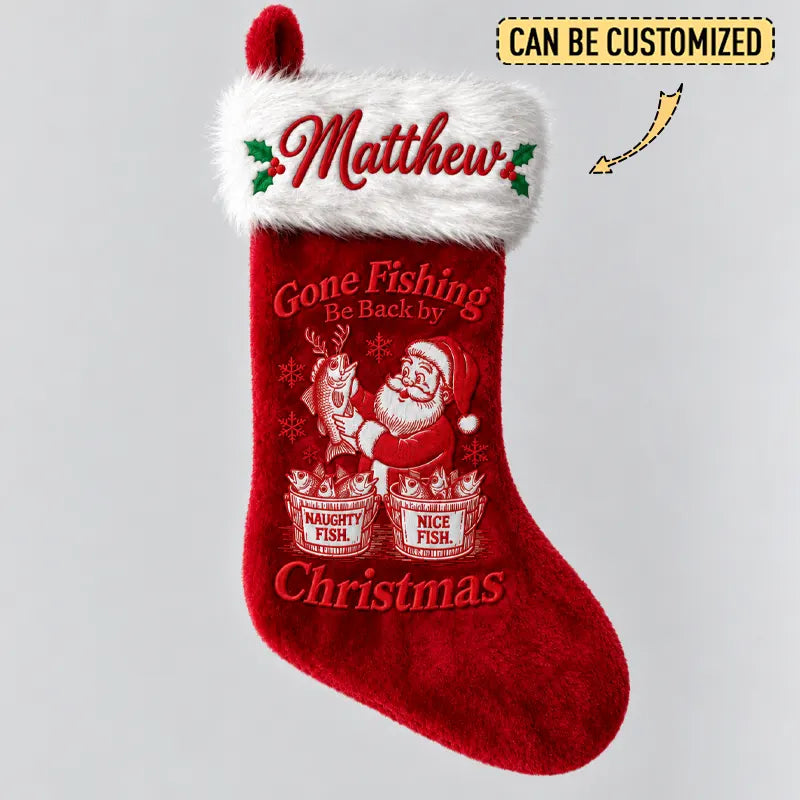 Personalized Gone Fishing Christmas Fish Stocking