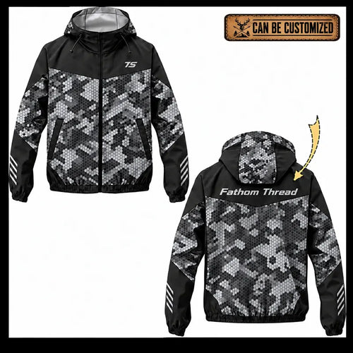 Personalized Fathom Thread Hex Camo Tactical Windbreaker Jacket