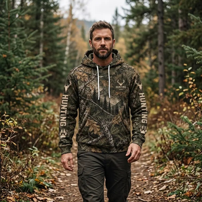 Real Tree Camo Elk Hunting Graphic Hoodie