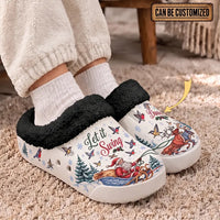 Personalized Let It Swing Christmas Reindeer Fur Slippers