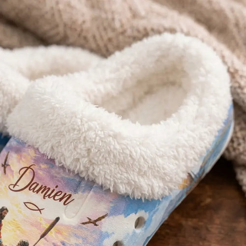 Personalized Christian Fishing Fur Slippers
