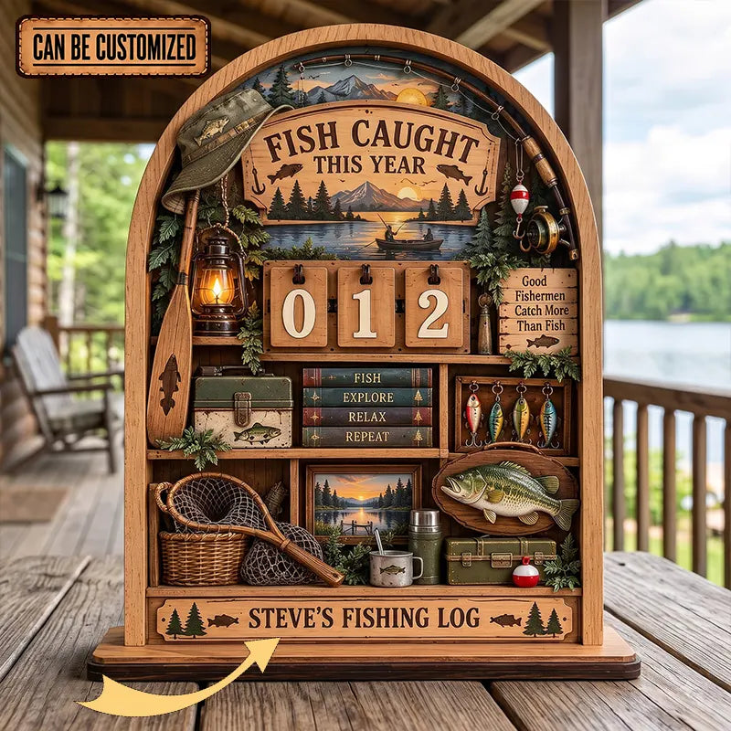 Personalized Fishing Catch Wooden Tracker