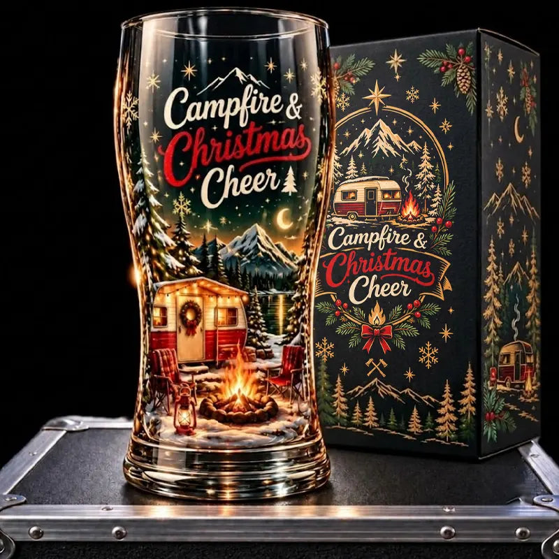 Campfire & Christmas Cheer Christmas Camping Drinking Glass