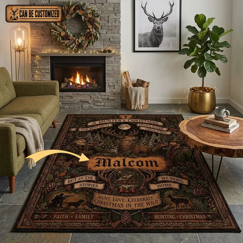 Personalized A Hunter's Christmas Rug