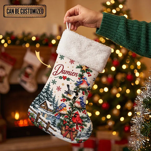 Personalized Winter Birds Christmas Stocking