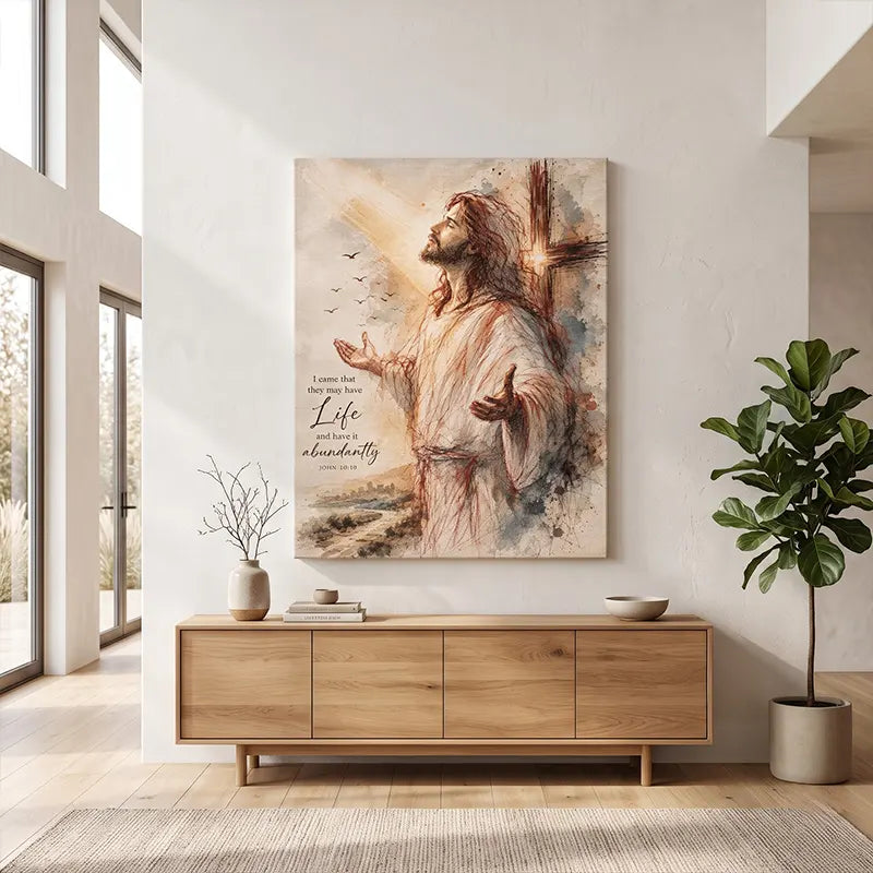 Jesus John 10:10 Abundant Life Christian Canvas Print