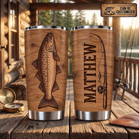 Personalized 20oz Wood Grain Fishing Tumbler