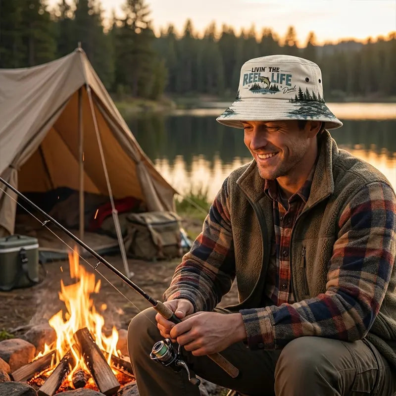 Livin' The Reel Life Personalized Fishing Bucket Hat