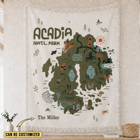 Personalized Acadia National Park Map Tassels Blanket