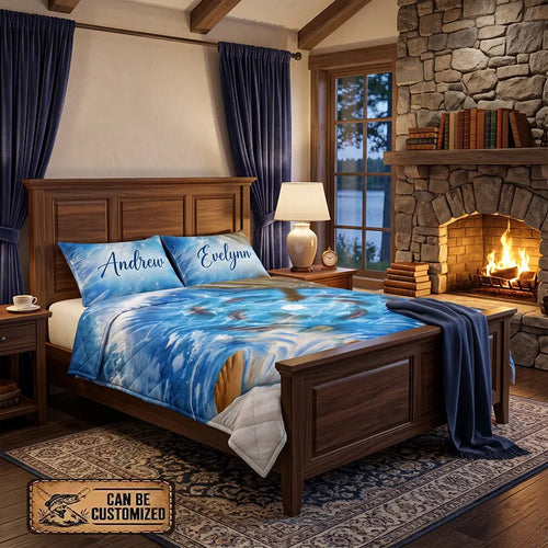 Personalized Fishers of Men Christian Fishing Quilt Bedding Set