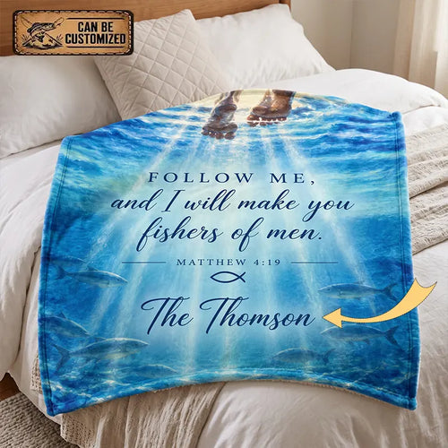 Personalized Fishers of Men Christian Fishing Fleece Blanket