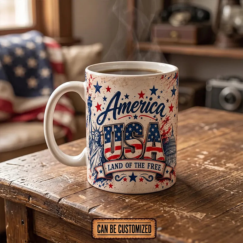 Personalized America USA Land Of The Free 250th Anniversary Patriotic Mug