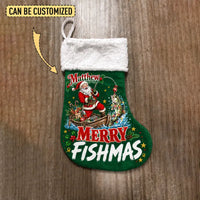 Personalized Santa Bass Fishing Merry Fishmas Christmas Stocking