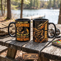 Personalized The Day I Stop Fishing Black Mug