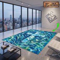 Personalized Savior Cross Ocean Fish Christian Rug
