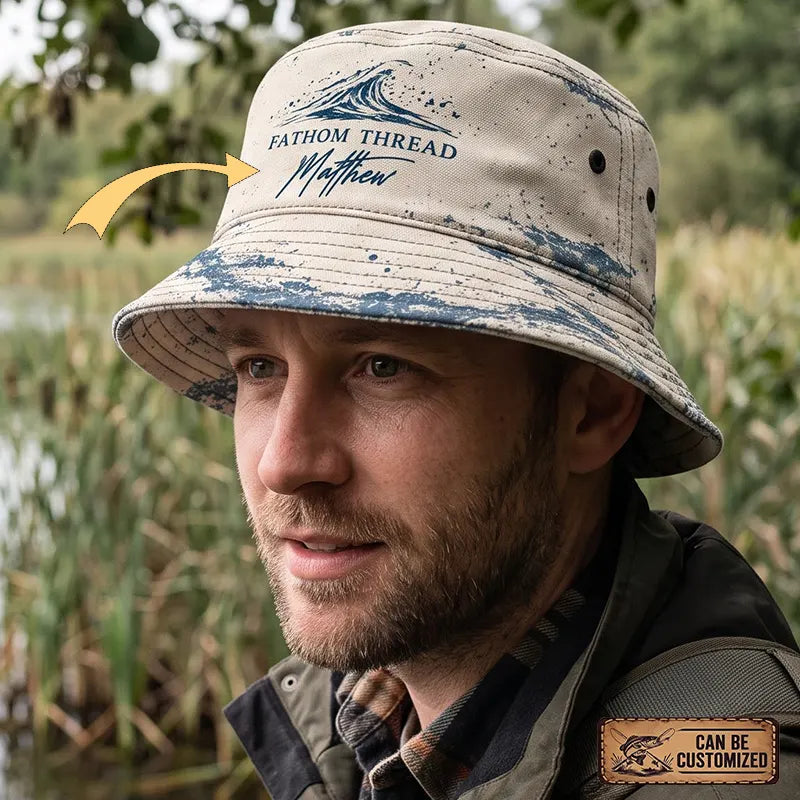 Personalized Fishing Fathom Thread Ocean Wave Bucket Hat
