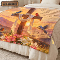 Personalized Isaiah 40:31 Christian Cross Birds Fleece Blanket
