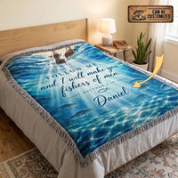 Personalized Fishers of Men Christian Fishing Tassels Blanket
