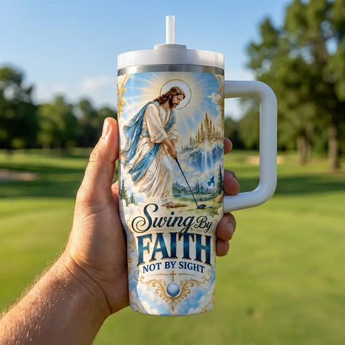Personalized Swing By Faith Golf Christian 40oz Tumbler