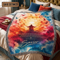 Matthew 6:26 Christian Birds Watercolor Tassels Blanket