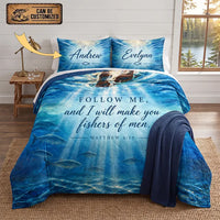 Personalized Fishers of Men Christian Fishing Quilt Bedding Set